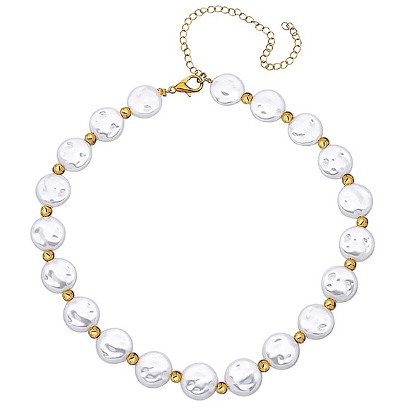 ⚜️[𝟯/$𝟮𝟴]⚜️NEW Flat Baroque Pearl Beaded Necklace - Picture 6 of 11